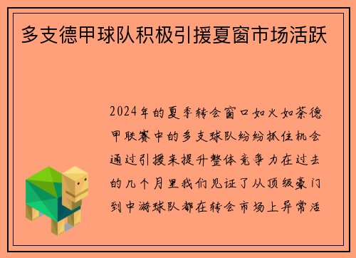 多支德甲球队积极引援夏窗市场活跃